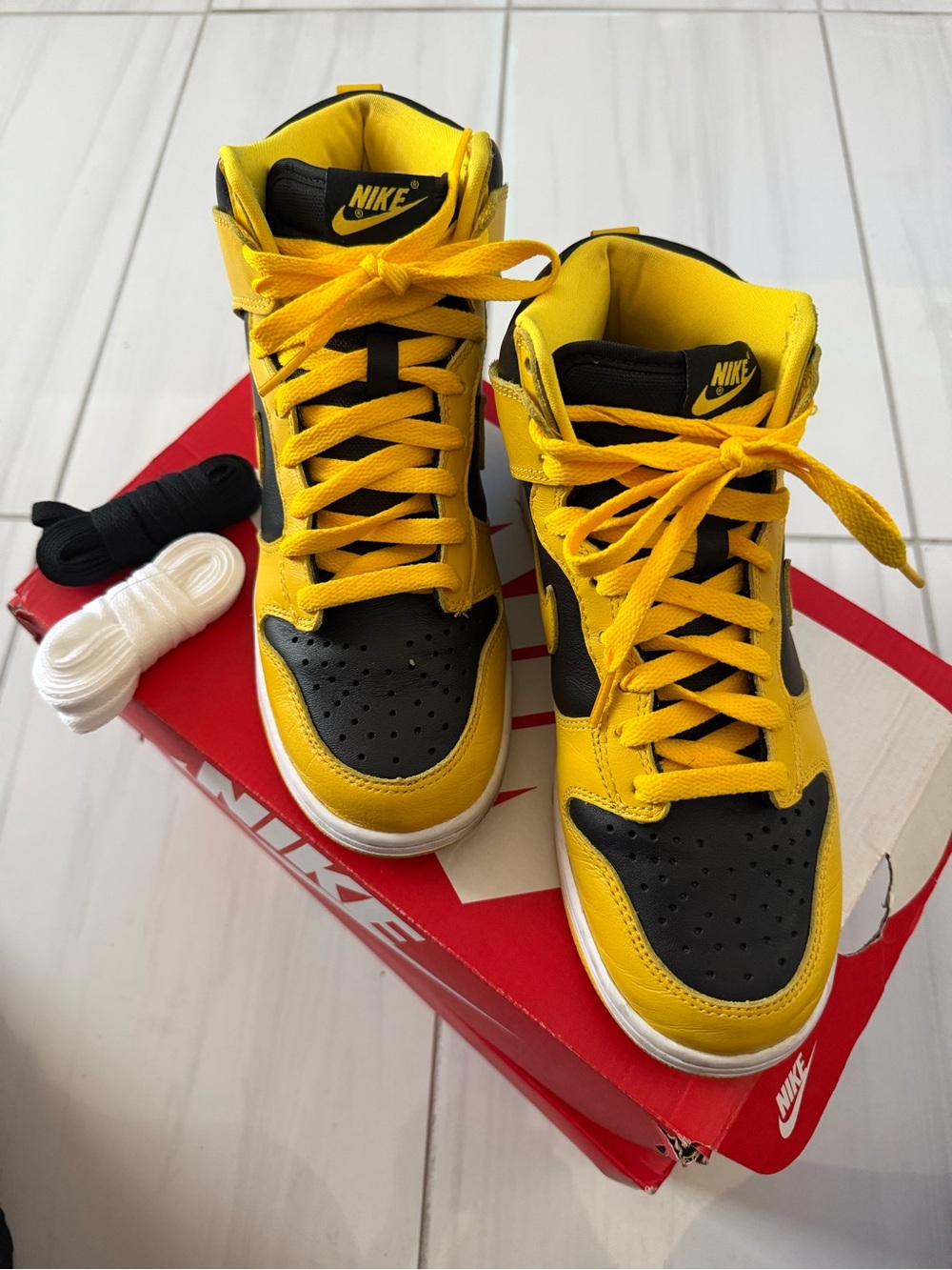 Nike Kids High-Top Sneakers in Yellow and Black